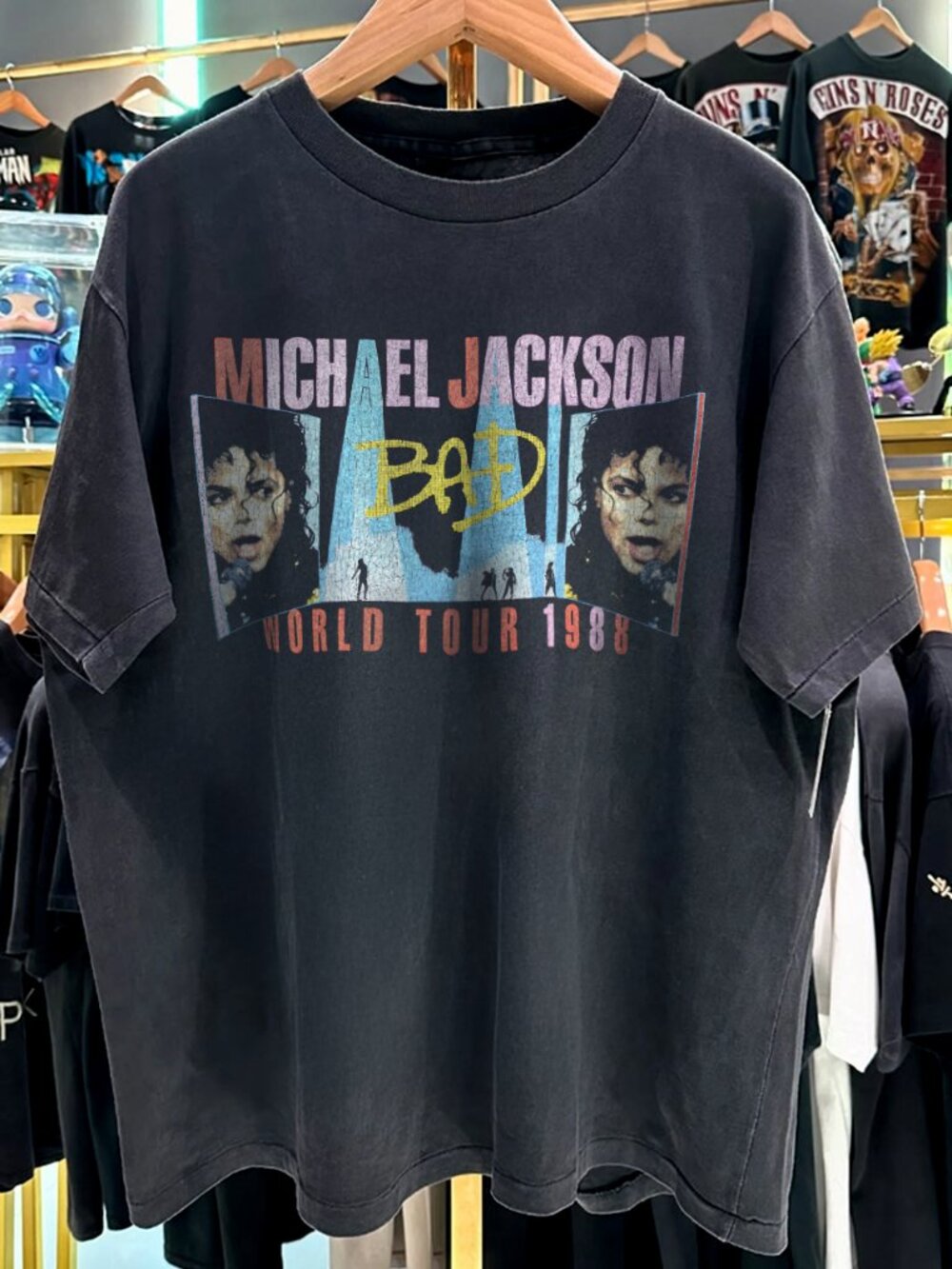 1988 Michael Jackson Bad World Tour Rare  Black T-Shirt